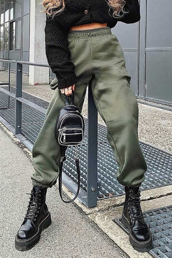 Madmext Madmext Mad Girls Kaki elastične prevelike ženske trenirke Mg324