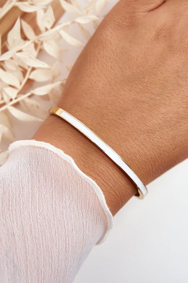marka niezdefiniowana marka niezdefiniowana Women's Steel Clasp Bracelet Gold & White