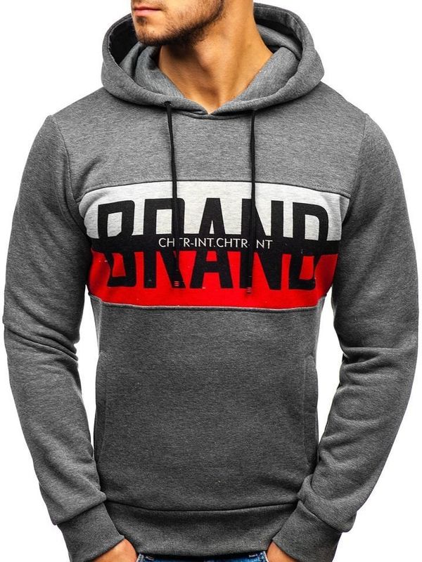 Kesi Men's hooded sweatshirt "BRAND" KS1803 - dark grey,