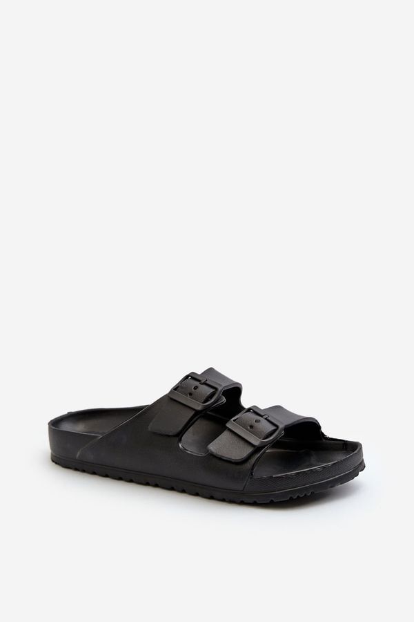 Kesi Men's Lightweight Foam Slippers with Buckles Black Avatara