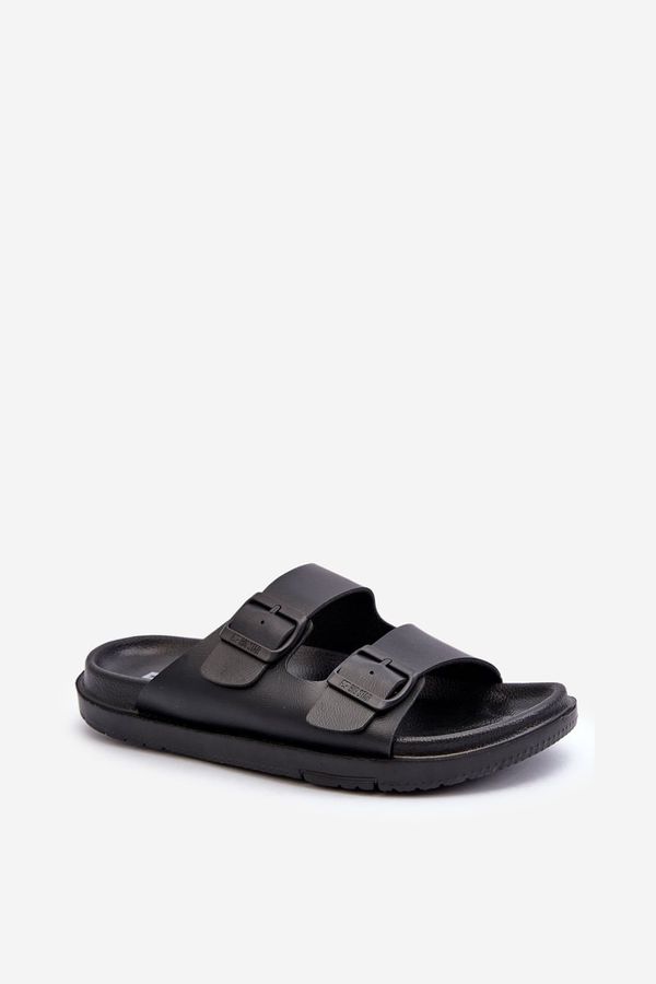 BIG STAR SHOES Men's Lightweight Slippers with Big Star Buckles Black