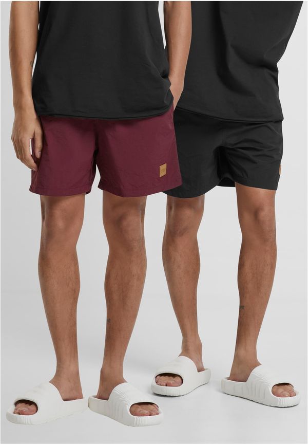 Urban Classics Men's swimwear Block 2 pcs black + cherry