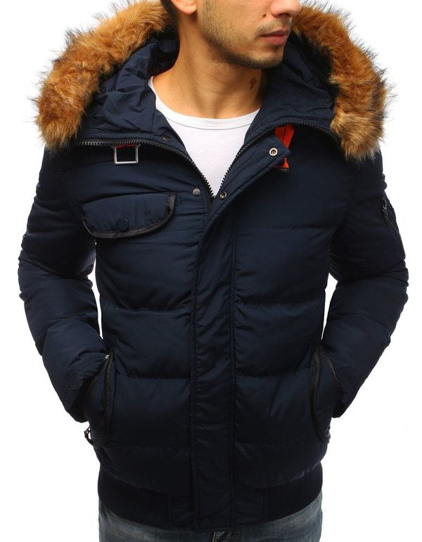DStreet Men's Winter Quilted Dark Blue Jacket TX2525