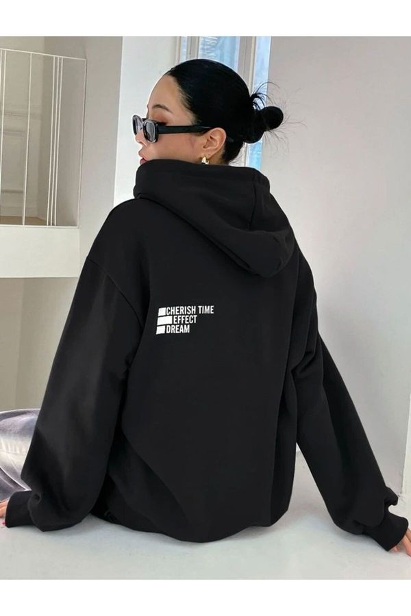 MOONBULL MOONBULL Black Unisex Dream Effect Printed Hooded Sweatshirt