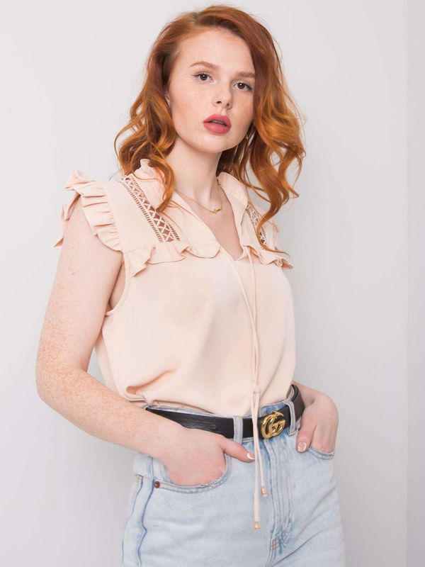 Fashionhunters OCH BELLA Light Beige Formal Blouse