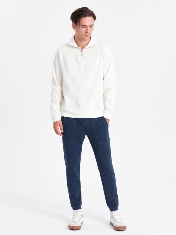 Ombre Ombre CARROT men's structured knit sweatpants - dark blue