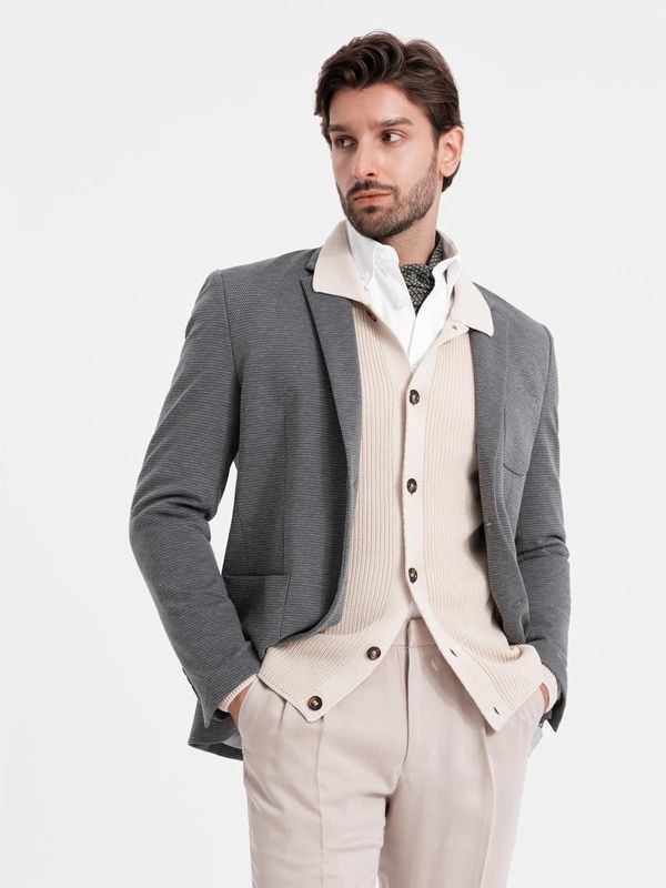 Ombre Ombre Elegant fitted men's structured knit blazer- graphite