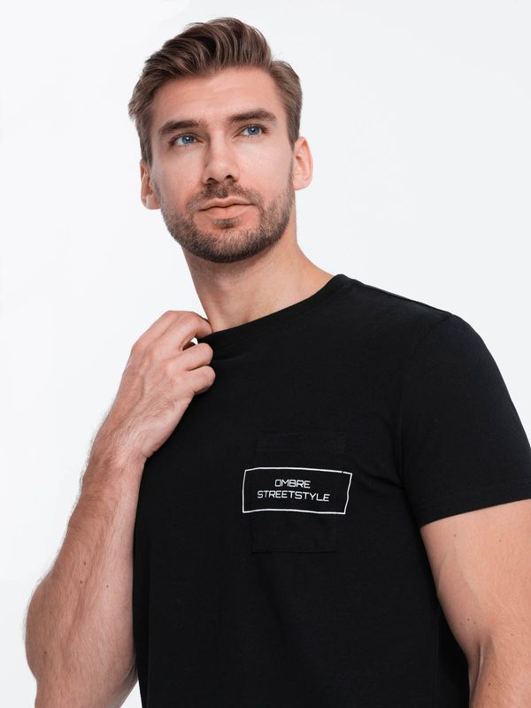 Ombre Ombre Men's cotton t-shirt with pocket print