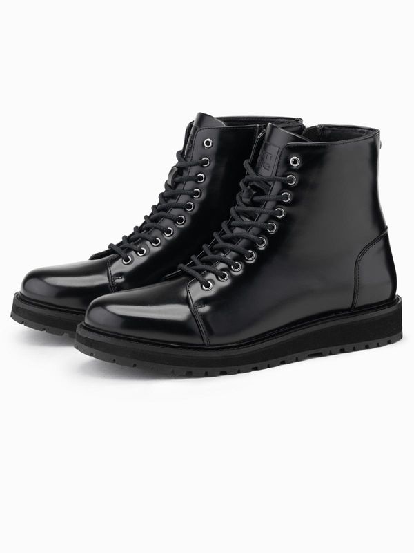 Ombre Ombre Men's eco leather shoes with insulated high upper - black