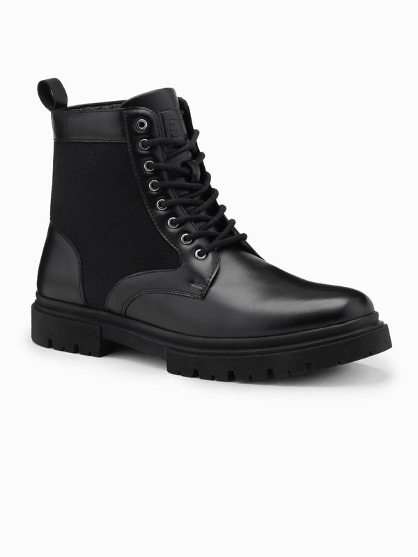 Ombre Ombre Men's eco leather shoes with insulated high upper - black