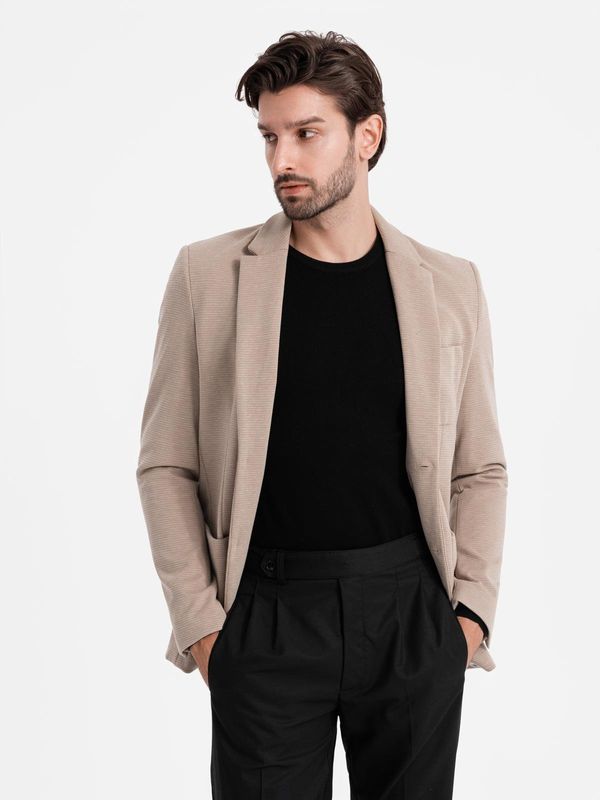 Ombre Ombre Men's jacket with hooded lining and high collar - navy blue