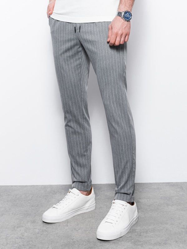 Ombre Ombre Men's pants with elastic waistband - dark grey