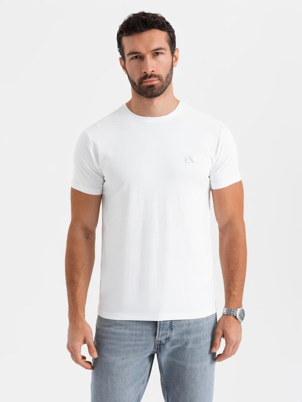 Ombre Ombre Men's SLIM FIT T-shirt with round neckline and logo - white