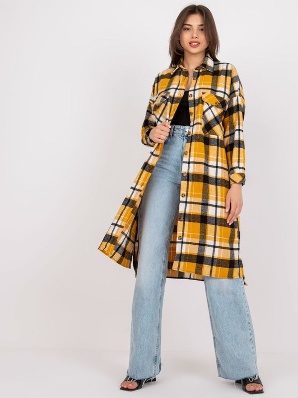 Fashionhunters Orin's yellow-black long shirt of a loose fit
