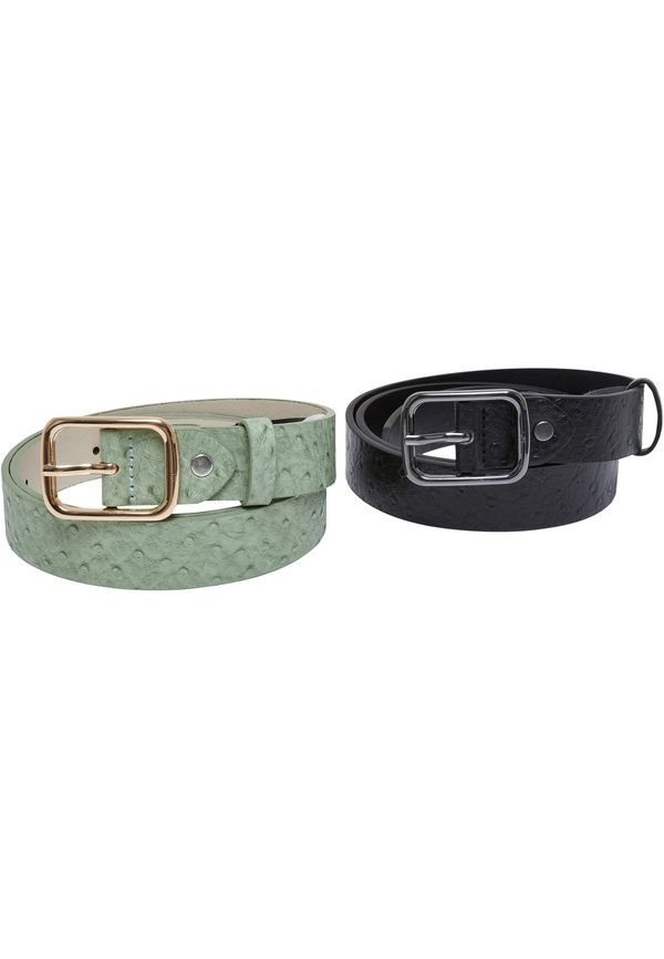 Urban Classics Accessoires Ostrich Synthetic Leather Strap 2-Pack Black/Leaf