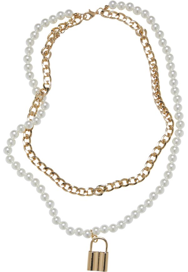 Urban Classics Accessoires Padlock Pearl Layring Necklace Gold