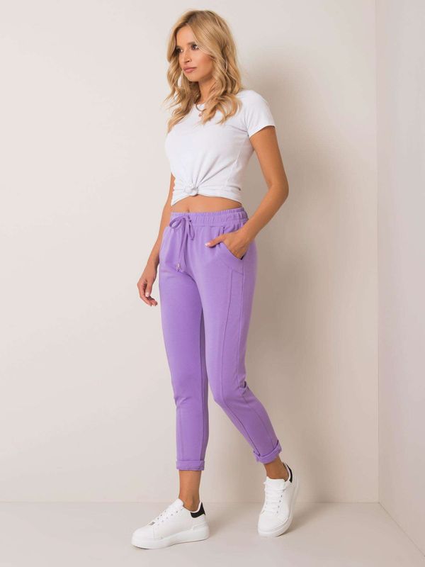 Fashionhunters Pamučne ljubičaste trenirke