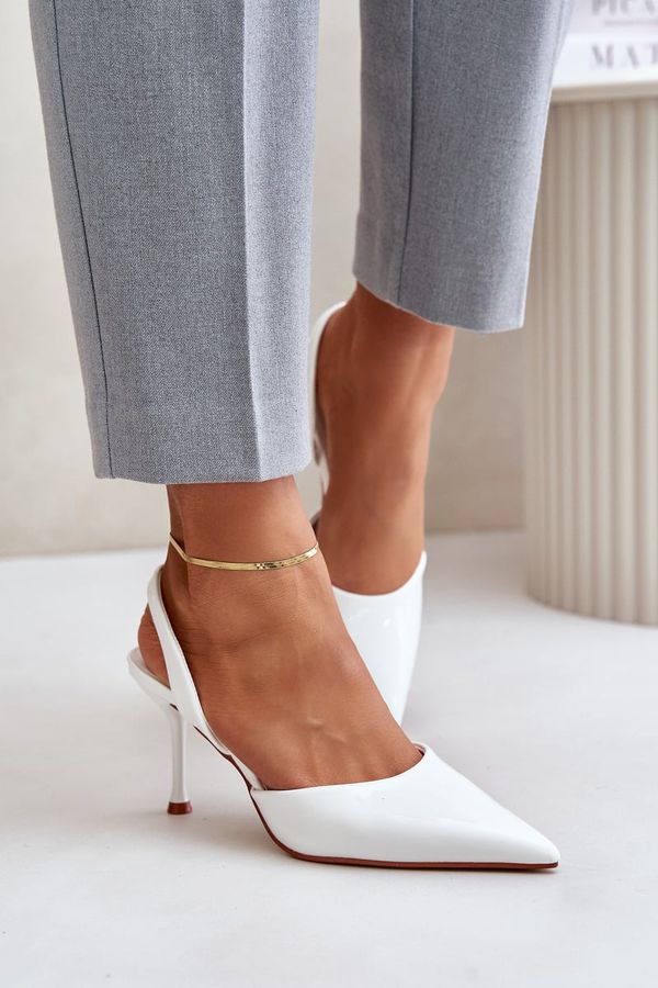 FG2 Patent leather pumps with open heel white Emmizola