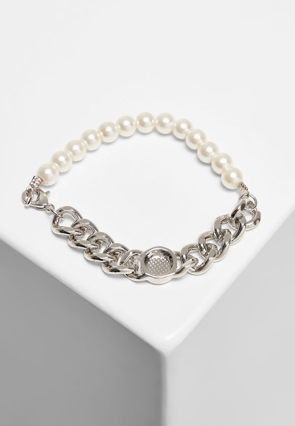 Urban Classics Accessoires Pearl bracelet with flat chain silver