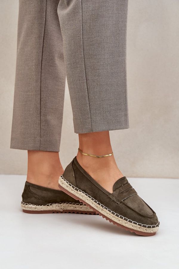 PH2 PH2 Womens espadrilles with jute weaving on flat sole dark green Shilova