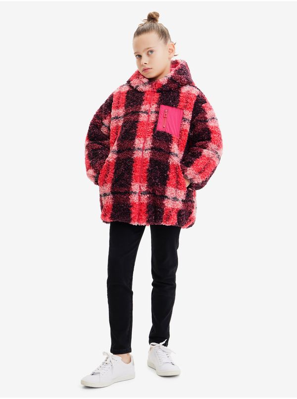 DESIGUAL Pink Girly Winter Checkered Jacket Desigual Blake - Girls