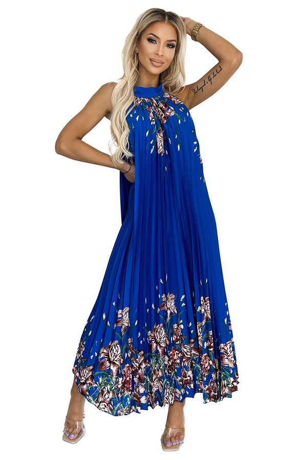 NUMOCO Pleated satin maxi dress Numoco