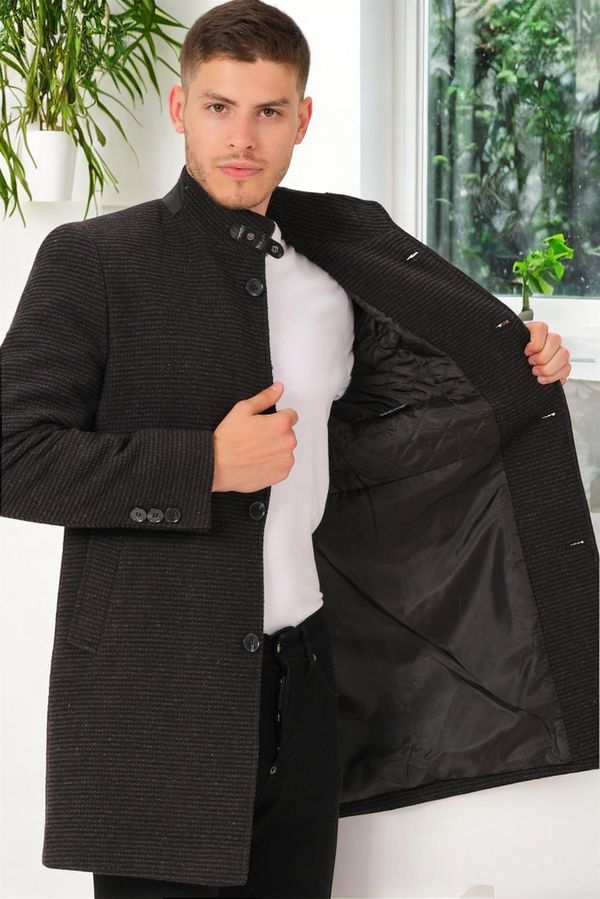 dewberry PLT8367 DEWBERRY MEN'S COAT-STRAIGHT LIGHT ANTHRACITE
