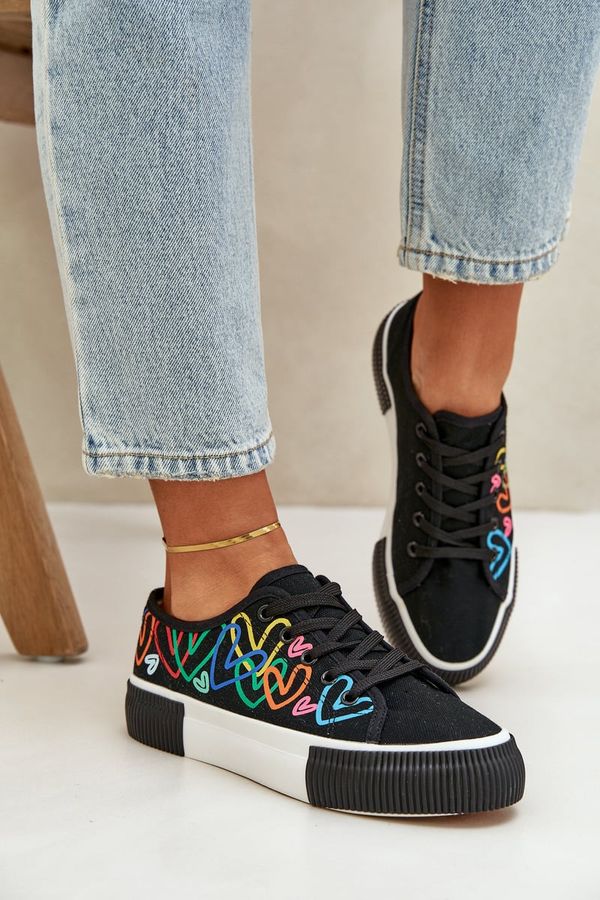 PM1 PM1 Ladies Sneakers Hearts Black Fonirea