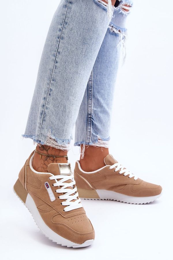 PM1 PM1 Leather Lace Up Platform Sports Shoes Beige Merida
