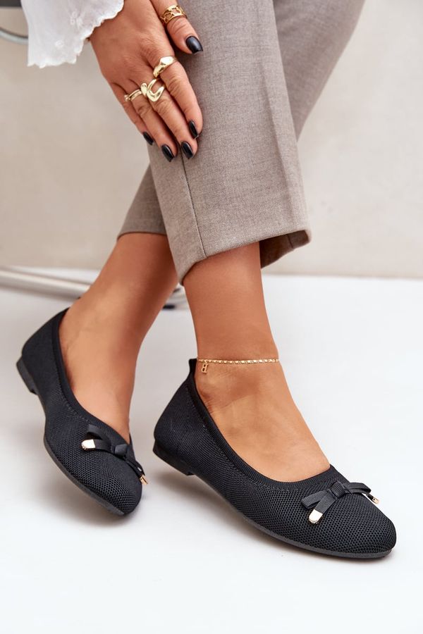 PM1 PM1 Mesh Ballet Flats With Bow Black Bianila