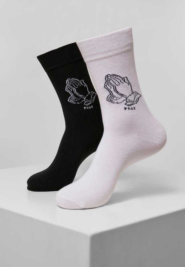 MT Accessoires Pray Hands Socks, 2 Pack, Black/White