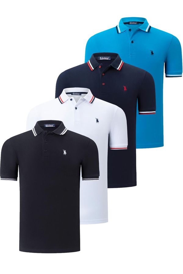 dewberry QUAD SET T8594 DEWBERRY MENS MAJICA-CRNO-BIJELO-MORNARSKO-TAMNO PLAVA