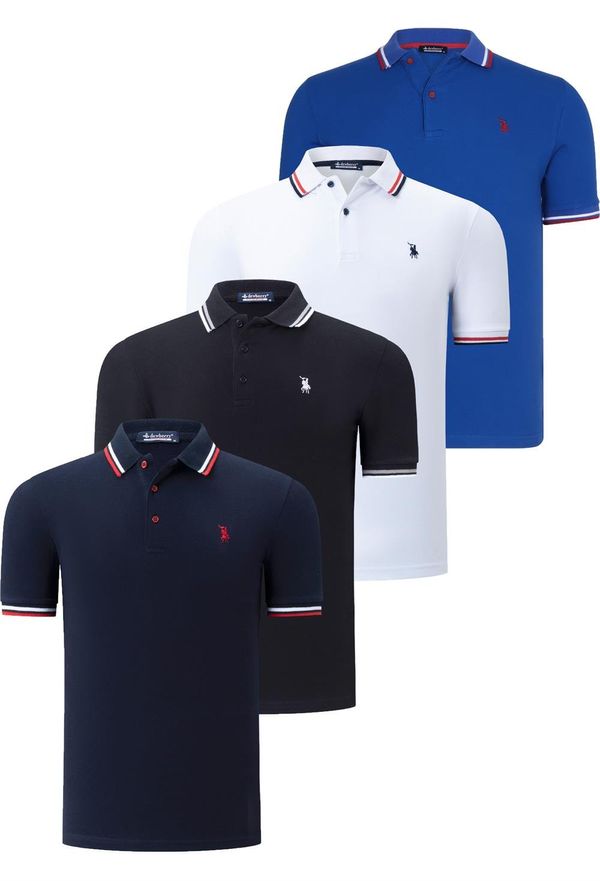 dewberry QUAD SET T8594 DEWBERRY MUŠKA MAJICA-CRNO-BIJELO-MORNARSKI BLUE-SAKS