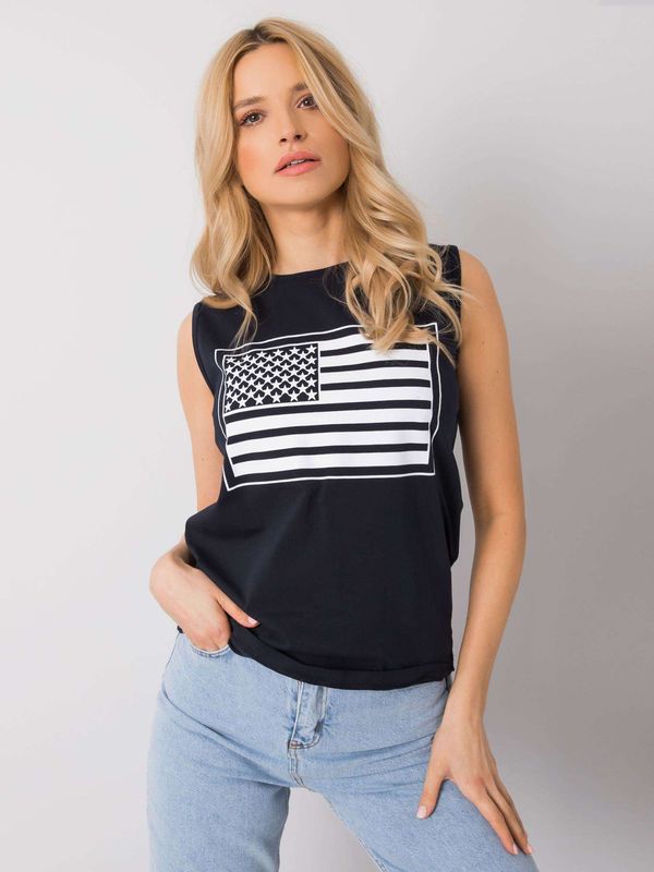 Fashionhunters RUE PARIS Navy blue with print