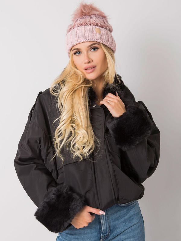 Fashionhunters RUE PARIS Pink insulated winter beanie with pompom