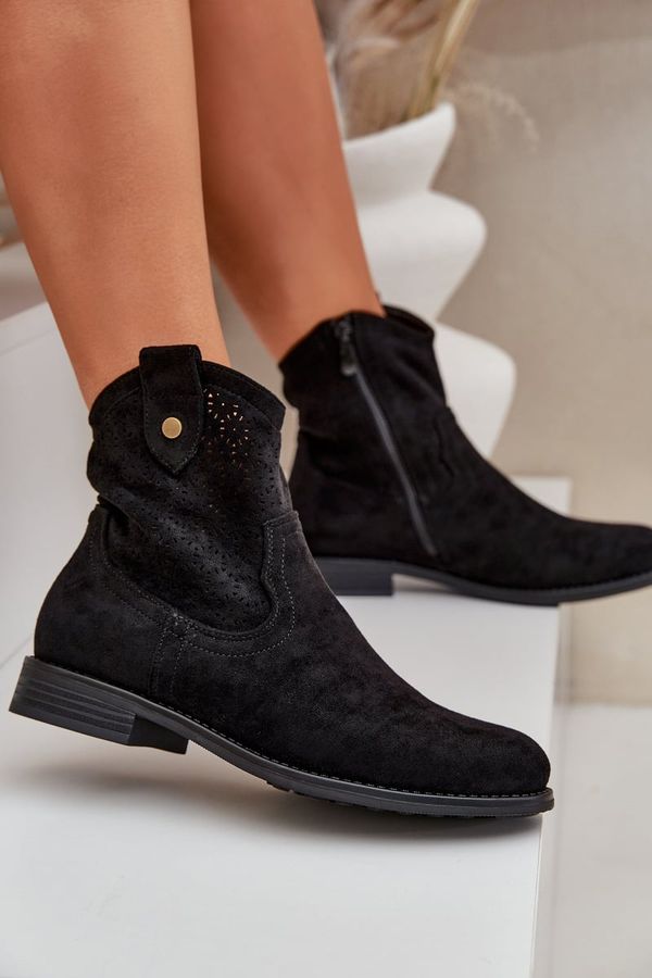S. BARSKI S. BARSKI Perforated Ankle Boots On A Flat Heel S.Barski
