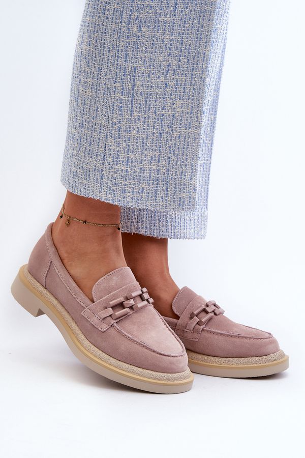 S. BARSKI S. BARSKI Women's Suede Loafers with Flat Heels and Decorative D&A