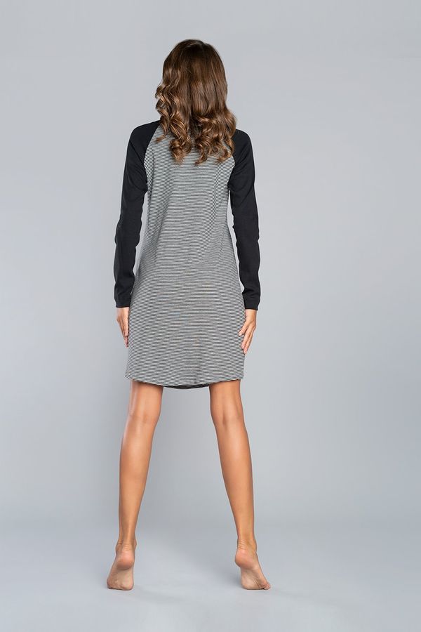 Italian Fashion Sana Long Sleeve Shirt - melange-black/black