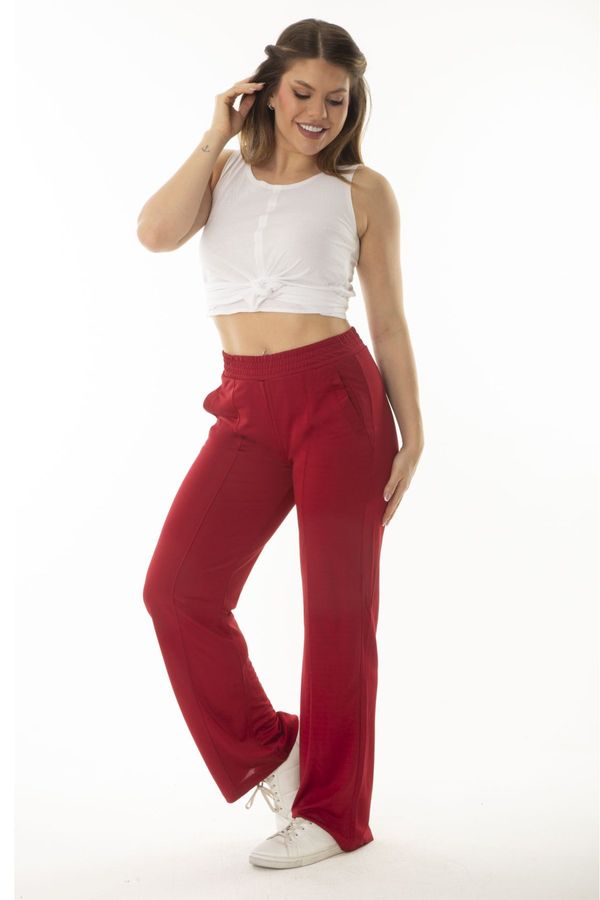 Şans Şans Women's Plus Size Claret Red Tracksuit Bottom