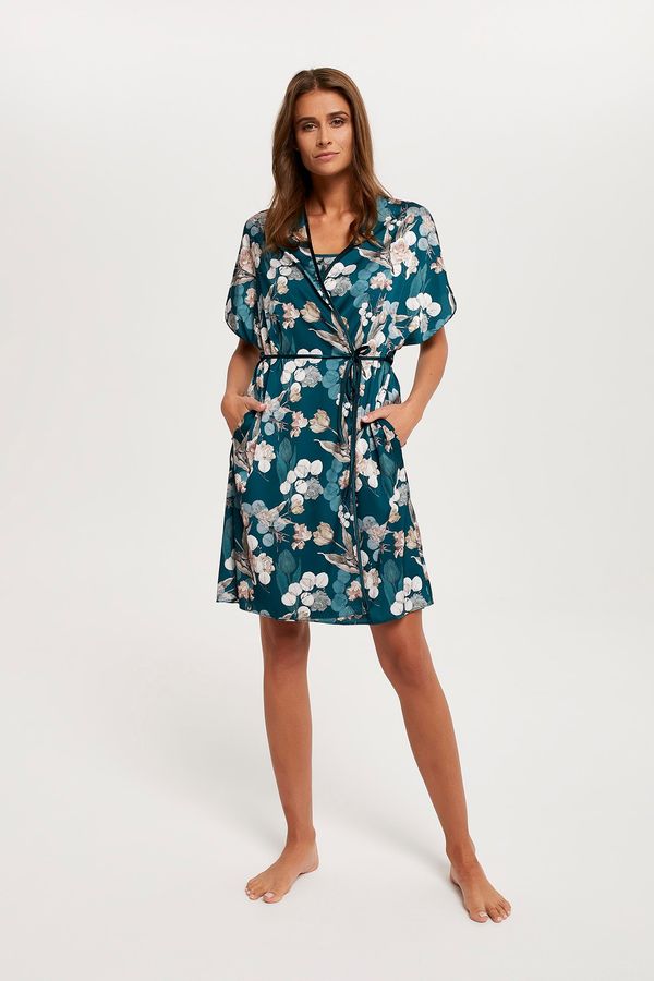 Italian Fashion Scarlet women's bathrobe with short sleeves - print