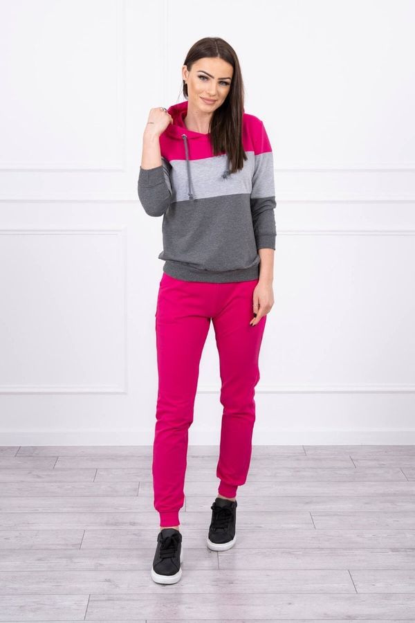 Kesi Set with colorful stripes fuchsia+gray
