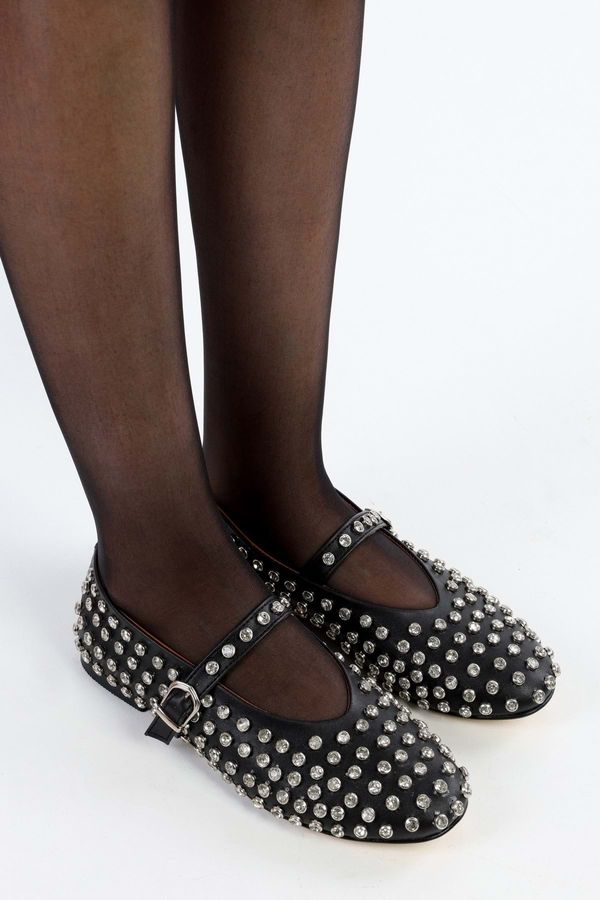 Shoeberry Shoeberry Women's Visley Black Staple Stone Daily Flats