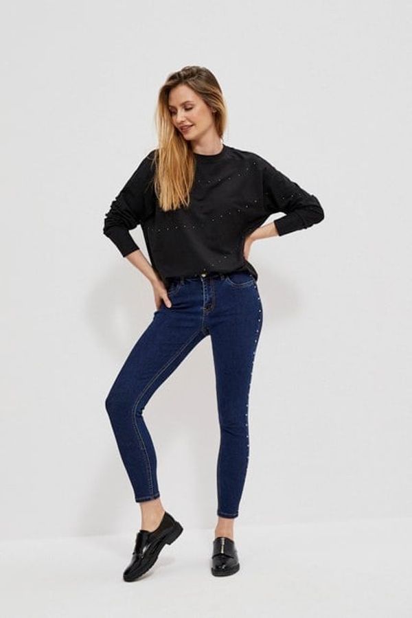 Moodo Skinny traperice s rhinestones