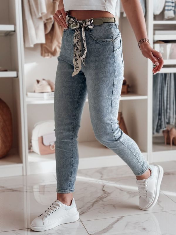 DStreet Spodnie damski jeansowe skinny z paskiem FLORENCIO niebieskie Dstreet