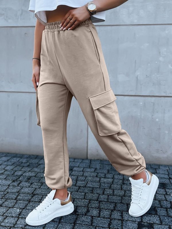 DStreet Spodnie damskie dresowe BAGGY beżowe Dstreet
