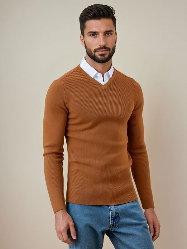 DStreet Sweter męski kamelowy Dstreet