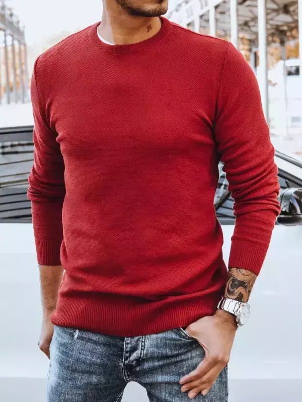 DStreet Sweter męski klasyczny bordowy Dstreet