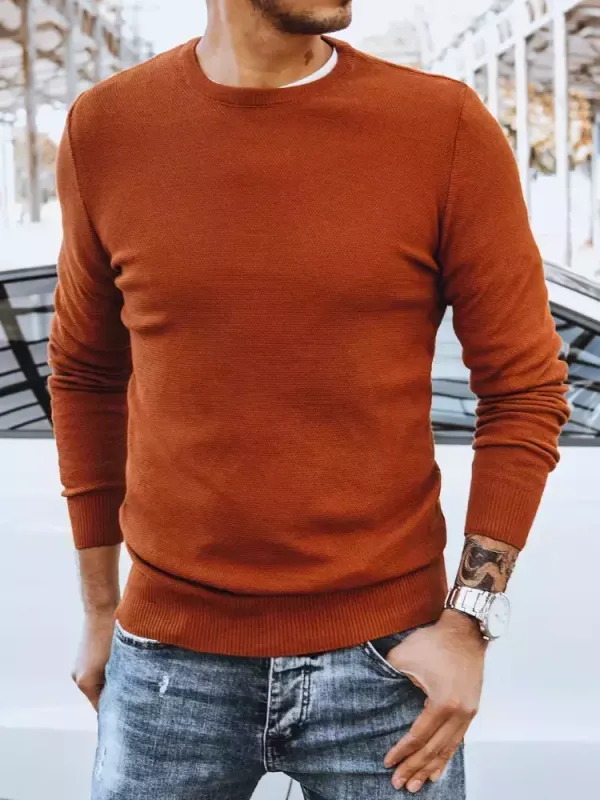 DStreet Sweter męski klasyczny rudy Dstreet
