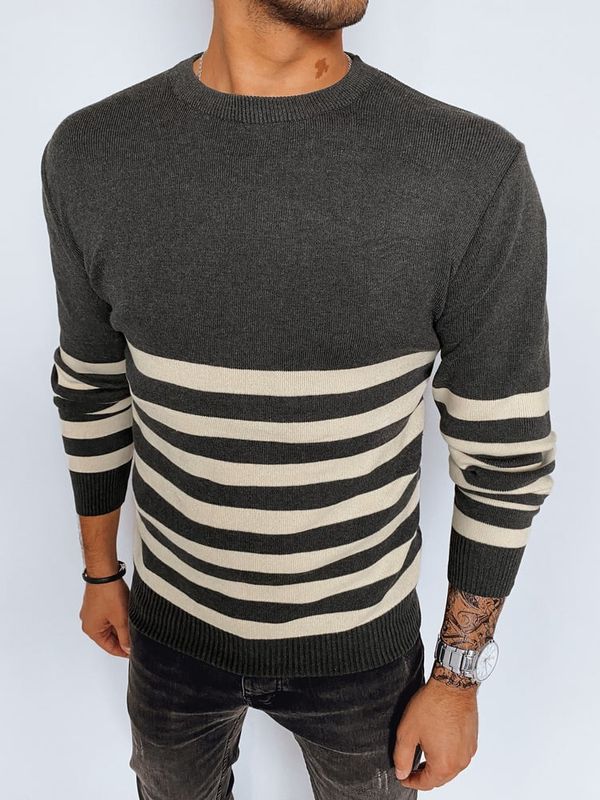 DStreet Sweter męski w paski ciemnoszary Dstreet