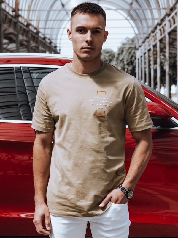 DStreet T-shirt męski kamelowy Dstreet